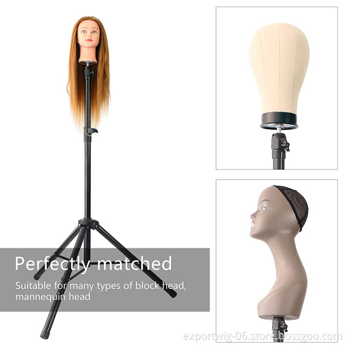 Wig Stand Adjustable Canvas Block Head Tripod With Multifunc Tray Mannequin Head Tripod For Wig Training Doll Head Stand Tripod